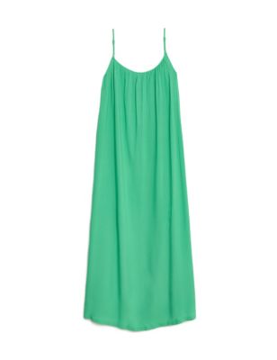 Square Neck Strappy Midi Cami Slip Dress Image 2 of 5