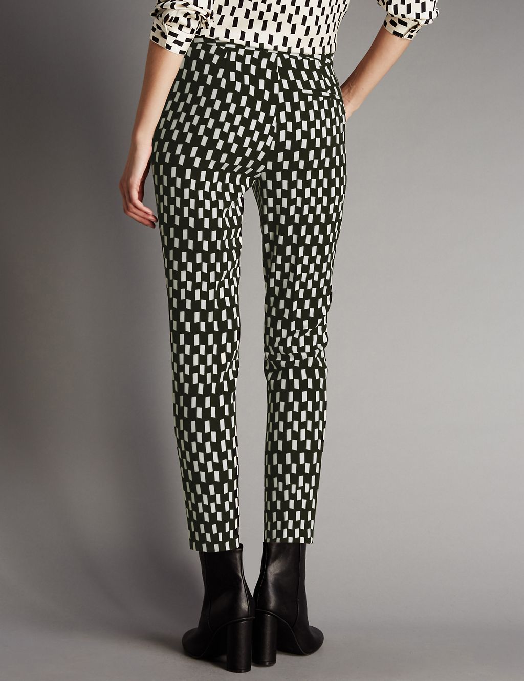 Square Print Straight Leg Trousers 2 of 3