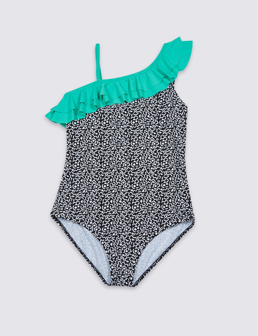Squiggle Print Frill Swimsuit (5-14 Years) 1 of 3