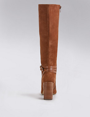 Stain Away™ Suede Block Heel Strap Knee Boots with Insolia® Image 2 of 4