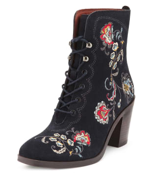 Floral top embroidered booties