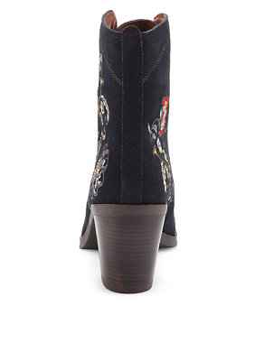 Stain Away™ Suede Floral Embroidered Ankle Boots with Insolia® Image 2 of 5