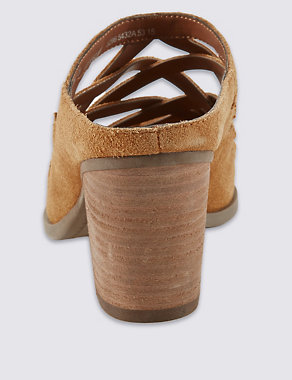 Stain Away™ Suede Lattice Mule Sandals with Insolia® Image 2 of 5