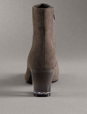 Stain Away™ Suede Perspex Heel Ankle Boots with Insolia® Image 2 of 5