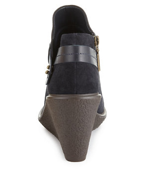Stain Away™ Suede Strap Crêpe Wedge Ankle Boots with Insolia® Image 2 of 5