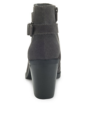 Stain Away™ Suede Wide Fit Heeled Cleated Ankle Boots Image 2 of 5