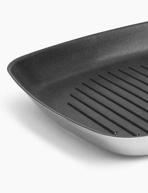 Stainless Steel 27cm Large Non-Stick Griddle Pan Image 2 of 5