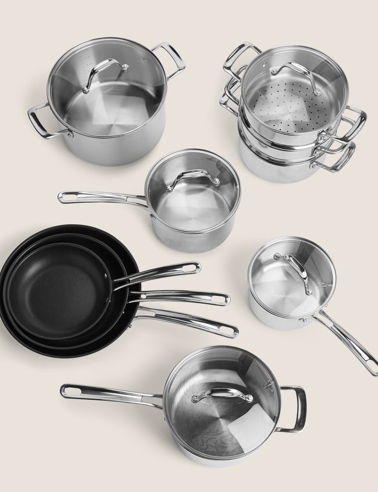 Stainless Steel 28cm Large Non-Stick Sauté Pan, M&S Collection