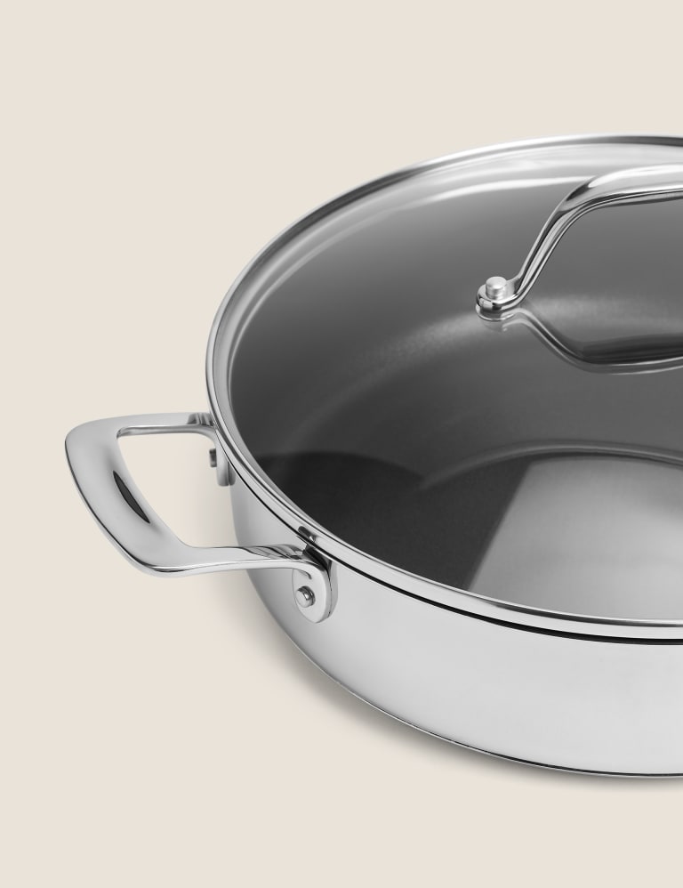 Stainless Steel 28cm Large Non-Stick Sauté Pan, M&S Collection