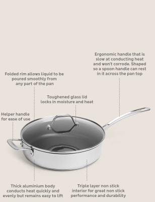 Large stainless shop steel saute pan