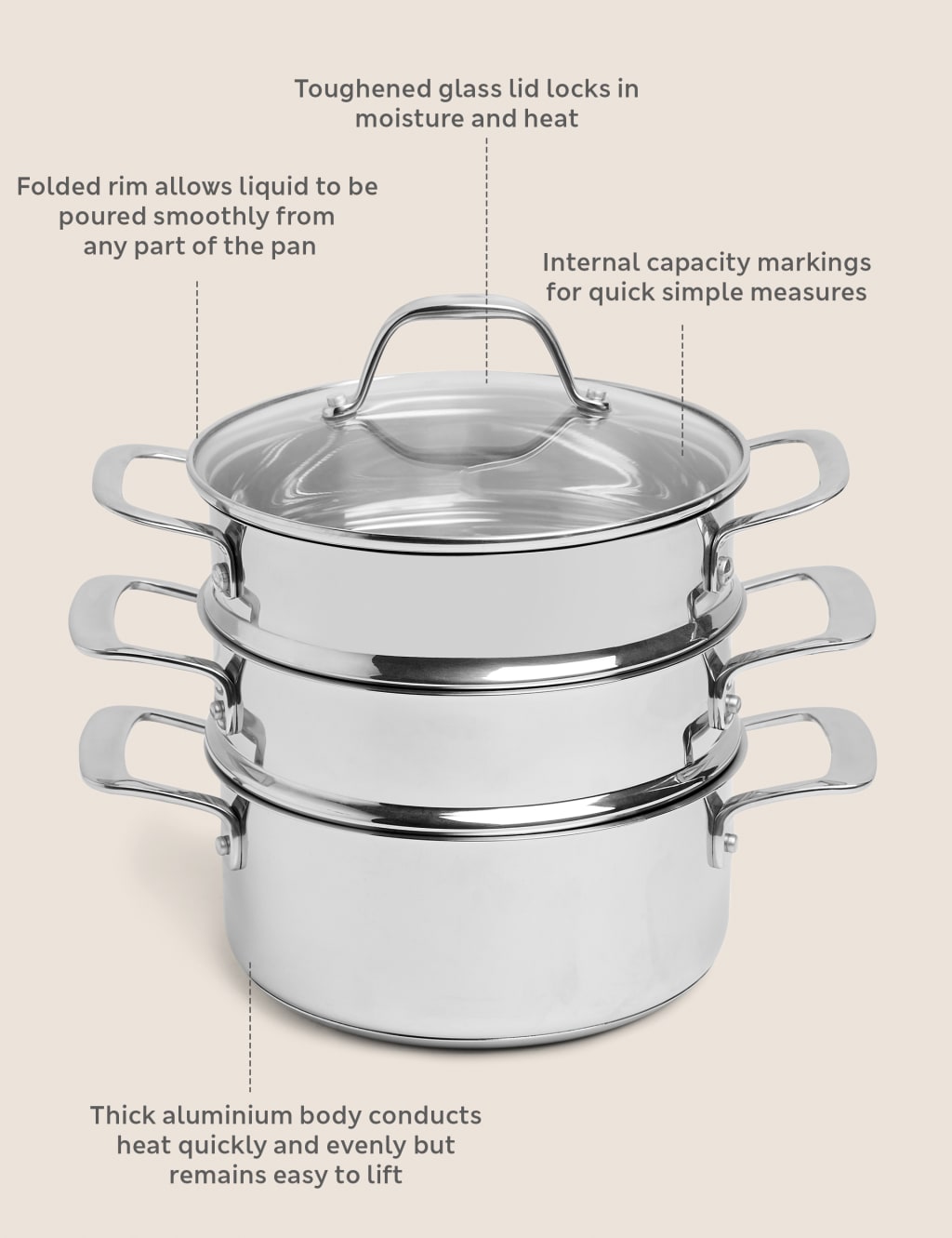 Stainless Steel 2/3 Layer Thick Steamer Pot Soup Steam Pot