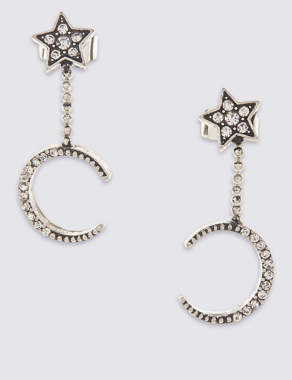Star & Moon Drop Earrings Image 1 of 2