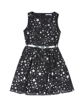 Star Lace Dress with Belt (5-14 Years) Image 2 of 3