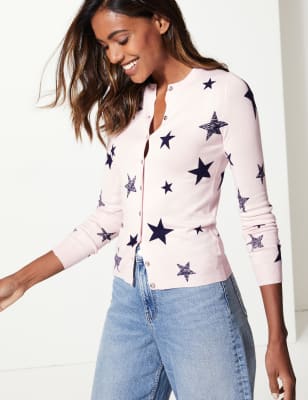 Star Print Cardigan M S Collection M S