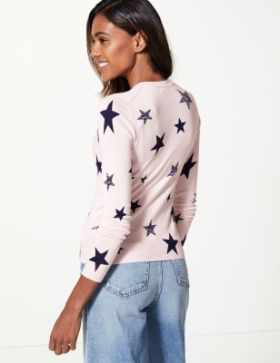 star print long cardigan