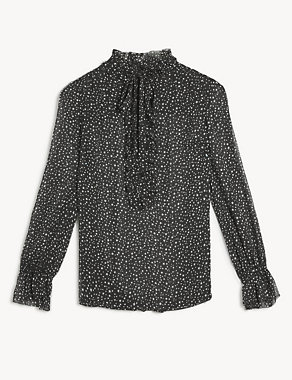 Star Print Frill Detail Long Sleeve Blouse Image 2 of 7