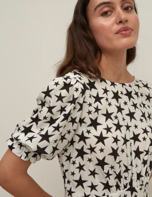 m&s star print midi dress