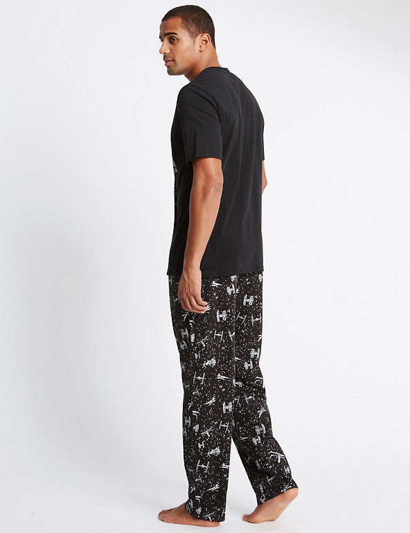 New M&S Black Mix Pure Cotton Star Wars Pyjamas Sz Large