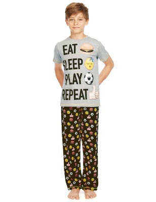 Boys Long Sleeve Eat Sport Game Repeat Pajamas