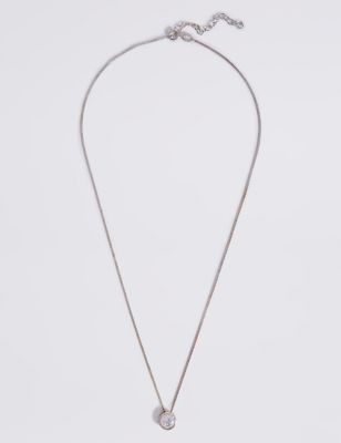Sterling Silver Floating Stone Diamanté Necklace Image 2 of 5
