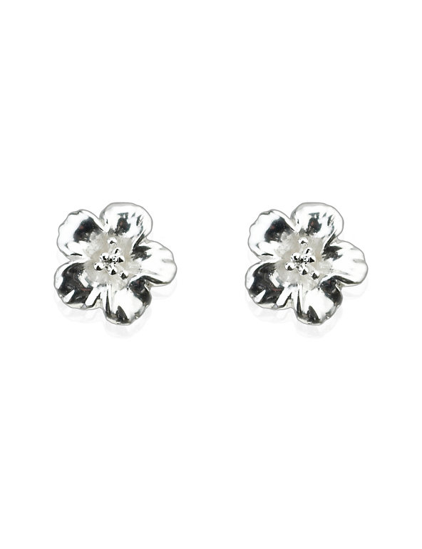 Sterling Silver Hibiscus Stud Earrings Image 1 of 1