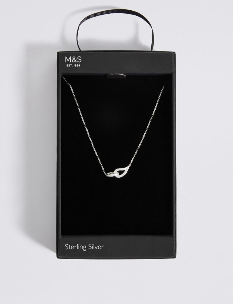 Sterling Silver Interlocking Pave Necklace 3 of 3