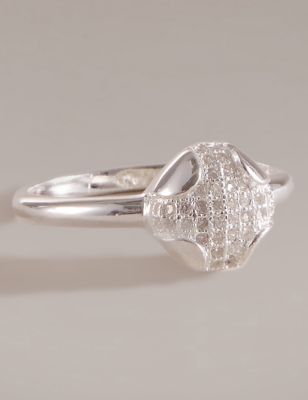 Sterling Silver Micro Pavé Diamanté Ring Image 1 of 2