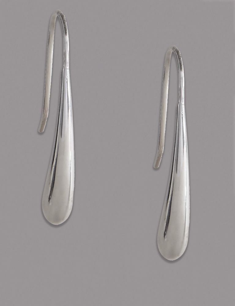 Sterling Silver Sleek Loop Drop Earrings 2 of 3