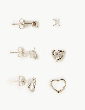 Sterling Silver Stud Earrings Set Image 2 of 4