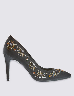 Stiletto Beaded Pointed Court Shoes Image 2 of 6