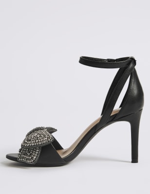 Stiletto Heel Jewelled Bow Sandals, M&S Collection