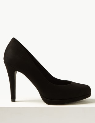 Black platform court discount heels