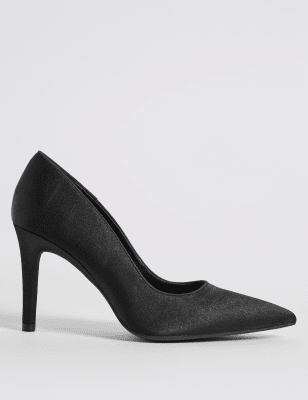 m&s black court shoes