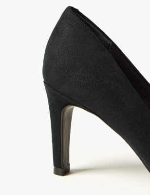 m&s black court shoes