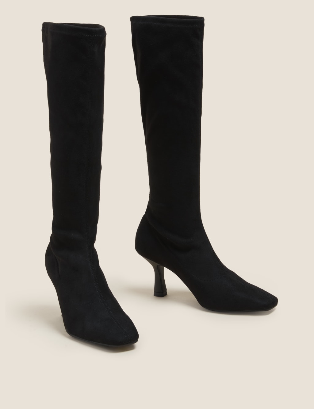 knee length black suede boots