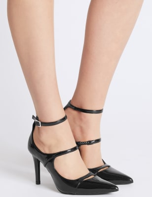 M&s black clearance court shoes