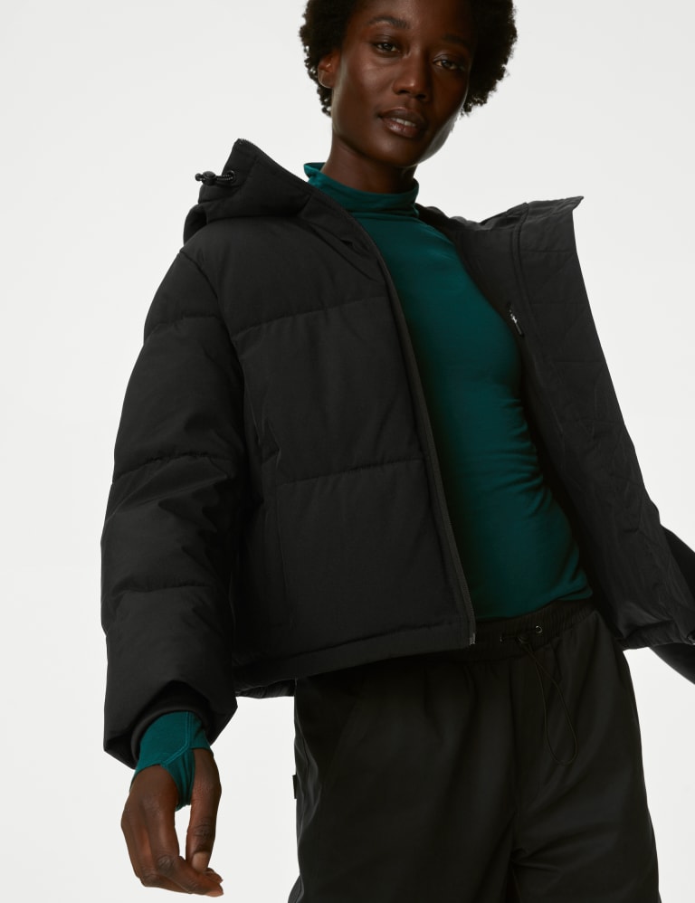 CROPPED HOODED PUFFER JACKET