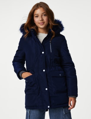Navy blue parka coat womens hotsell