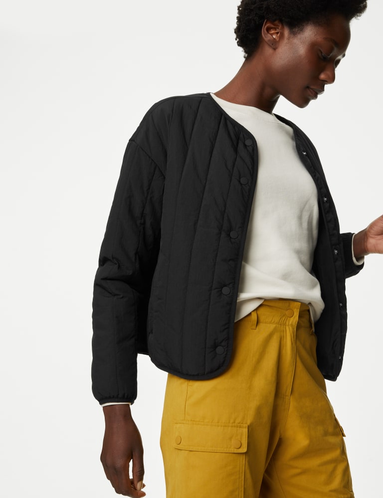 Collarless hotsell cardigan jacket