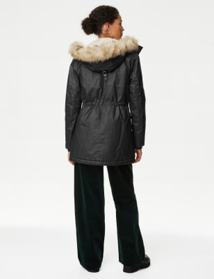 Black fur outlet lined parka