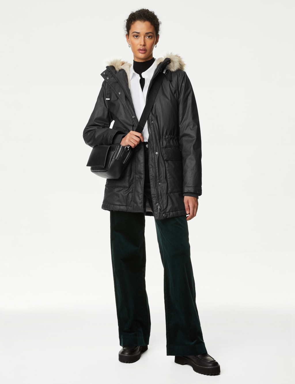 Stormwear Waxed Faux Fur Lined Hooded Parka M S Collection M S