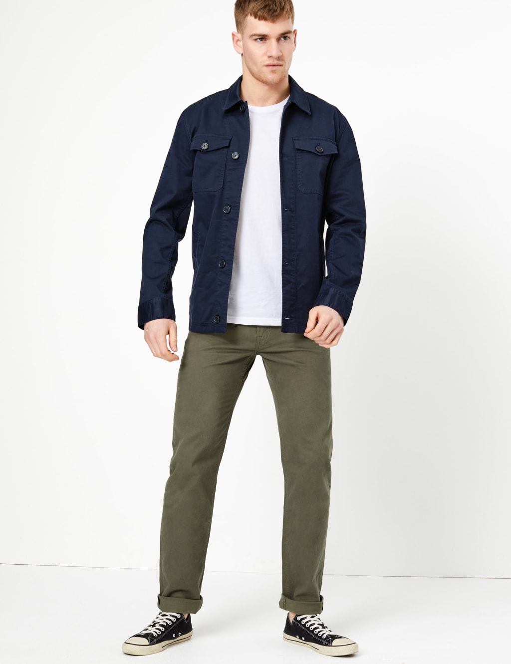 Straight Fit 5 Pocket Stretch Trousers M S Collection M S