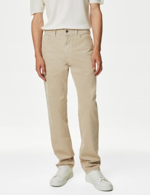 Straight Fit Corduroy 5 Pocket Trousers M S Collection M S