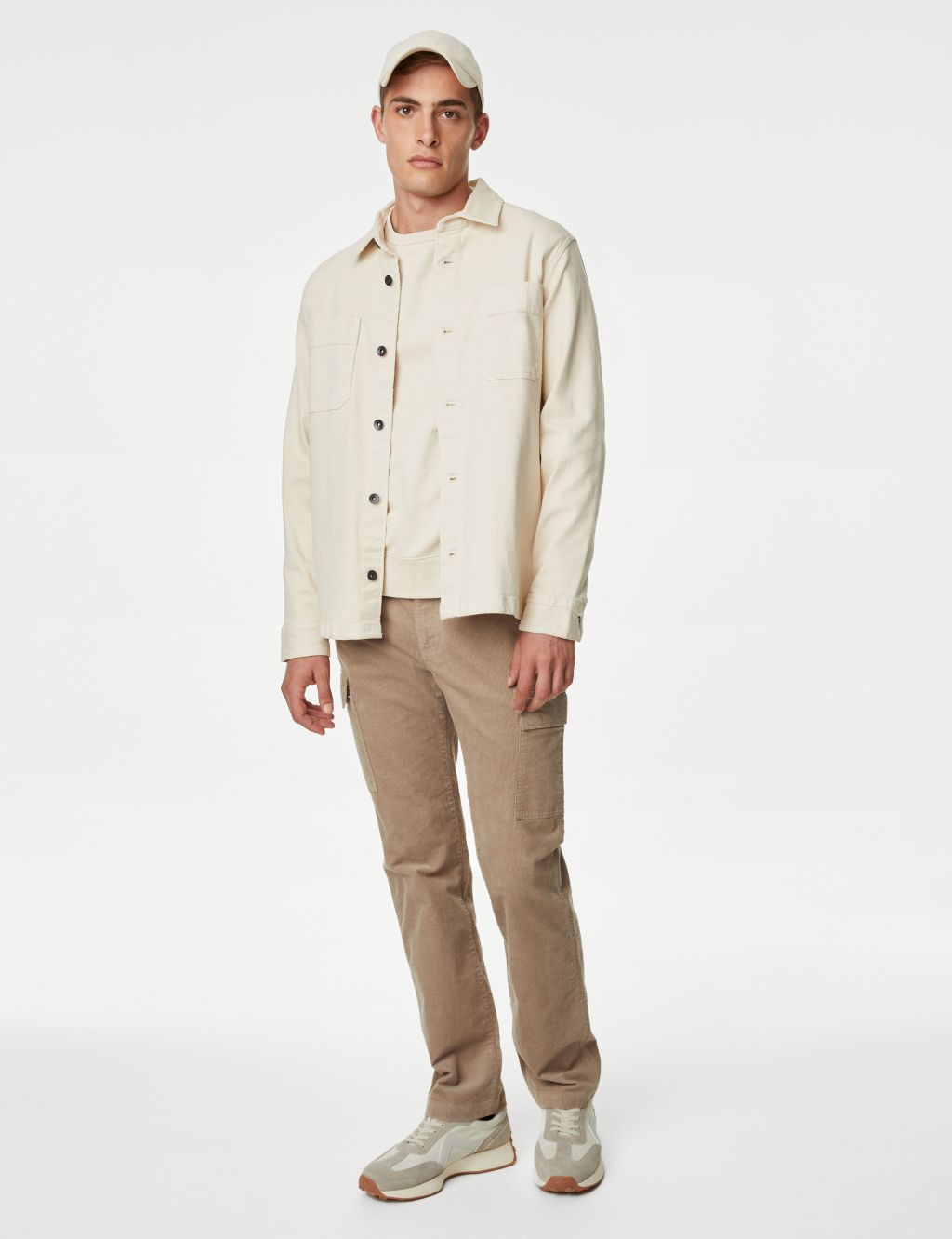 Straight Fit Corduroy Stretch Cargo Trousers | M&S Collection | M&S