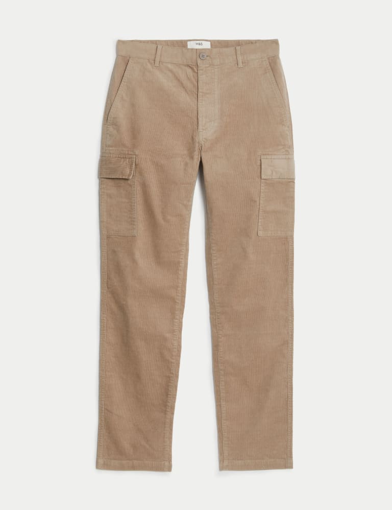 Straight Fit Corduroy Stretch Cargo Trousers