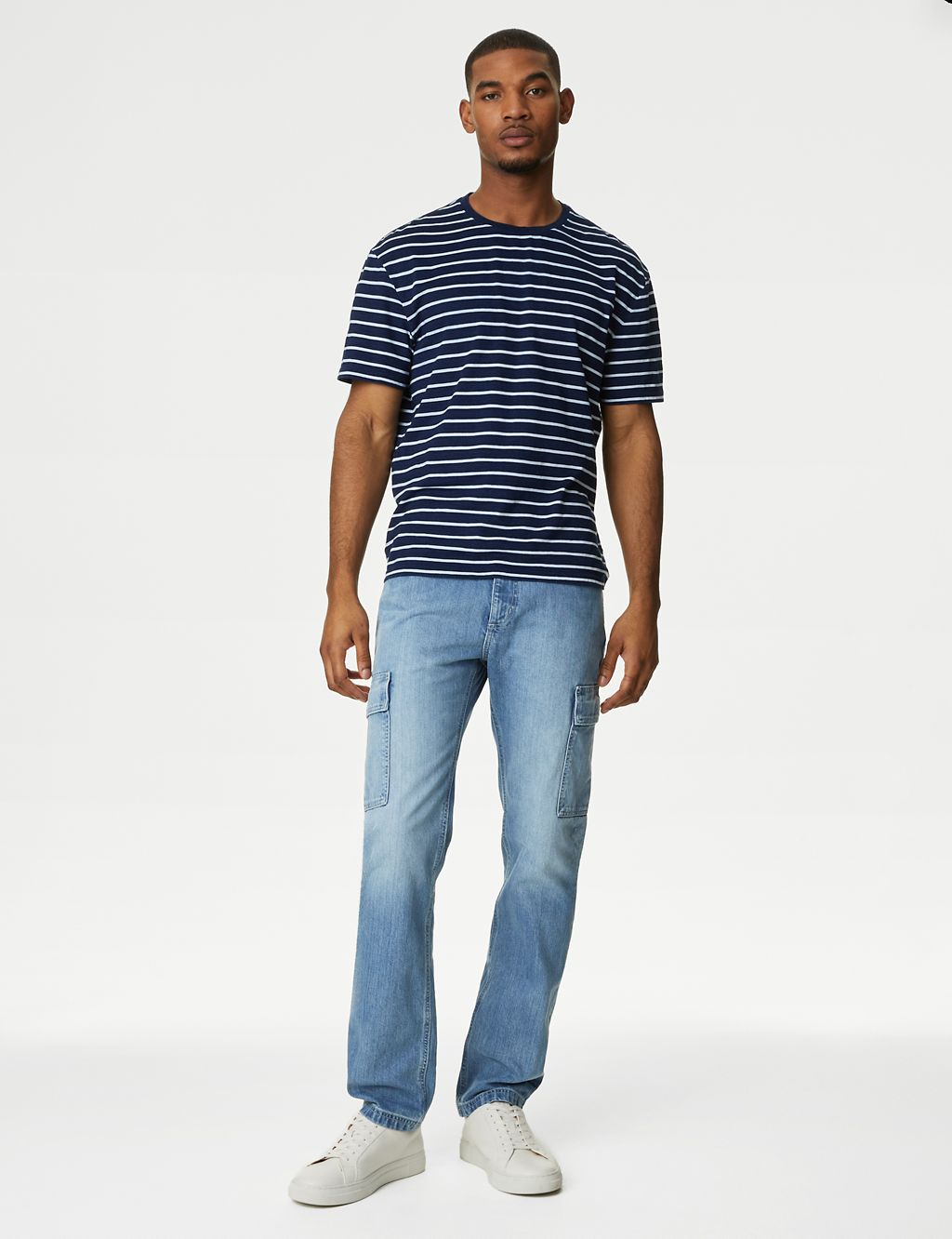 Straight Fit Denim Cargo Jeans 2 of 6