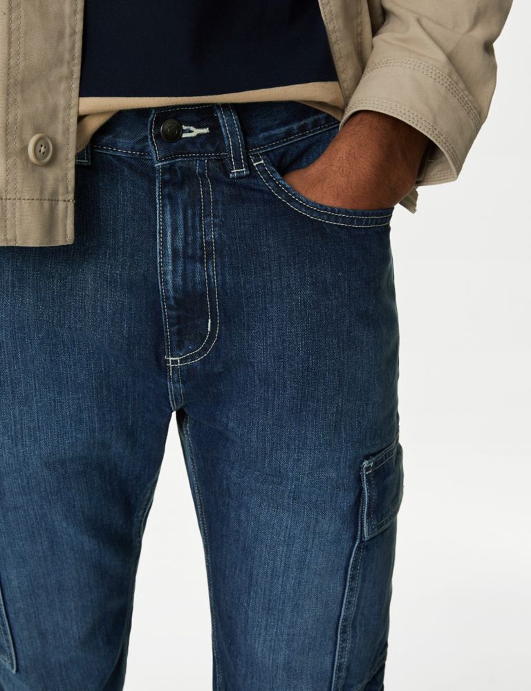 Straight Fit Denim Cargo Jeans 5 of 7