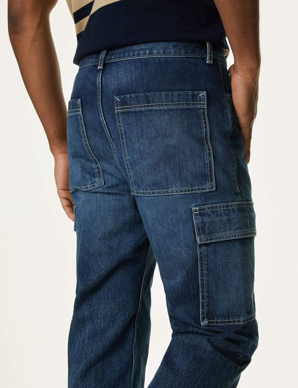 Straight Fit Denim Cargo Jeans 4 of 7