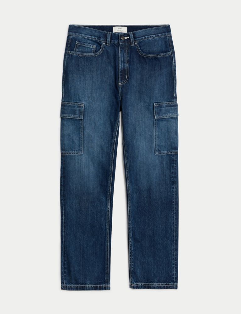 Straight Fit Denim Cargo Jeans 3 of 7