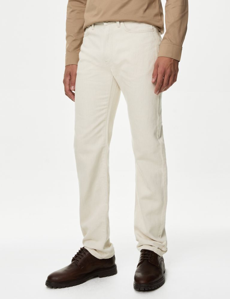 Straight Fit Linen Blend Jeans 4 of 5